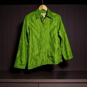 Embroidered & Beaded Sz M Green Women's Shirt Jacket By C.L.O.T.H.E.S